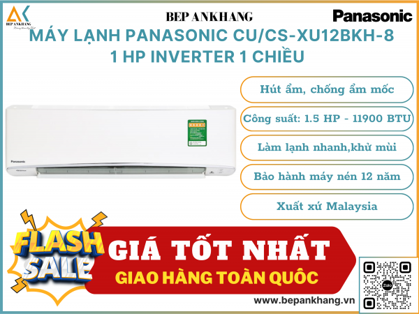  Máy lạnh Panasonic CU/CS-XU12BKH-8 1HP Inverter 1 chiều  